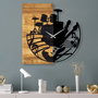Wallity Wooden Clock 33 Reloj de Pared de Madera Nogal y Negro